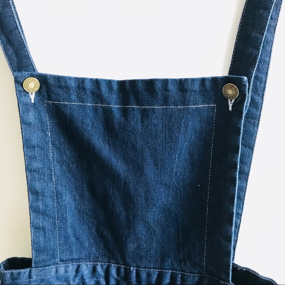 Dark Blue Wash Pocket Front Cropped Denim Jumpsuit - Picture 7 of 8
